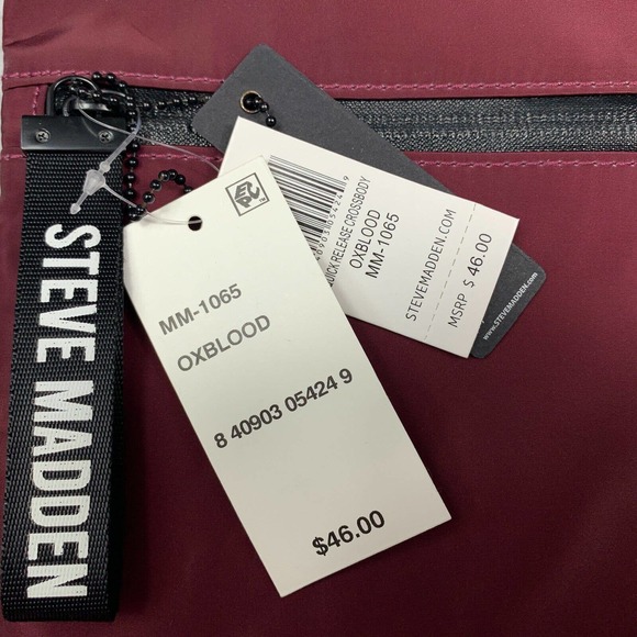 Steve Madden Mens Zip Top Adjustable Strap Crossbody Bag Burgundy OS - Picture 2 of 3